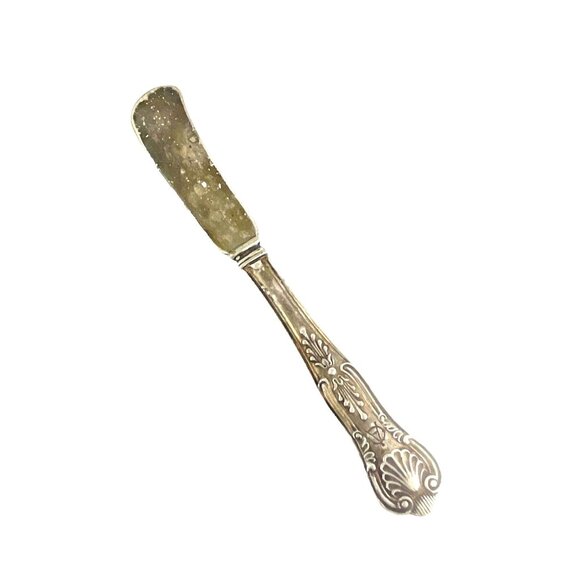 Antique Silver Plated Butter Knife With Ornate Handle 6 inch Length Vintage Flat - Picture 1 of 5